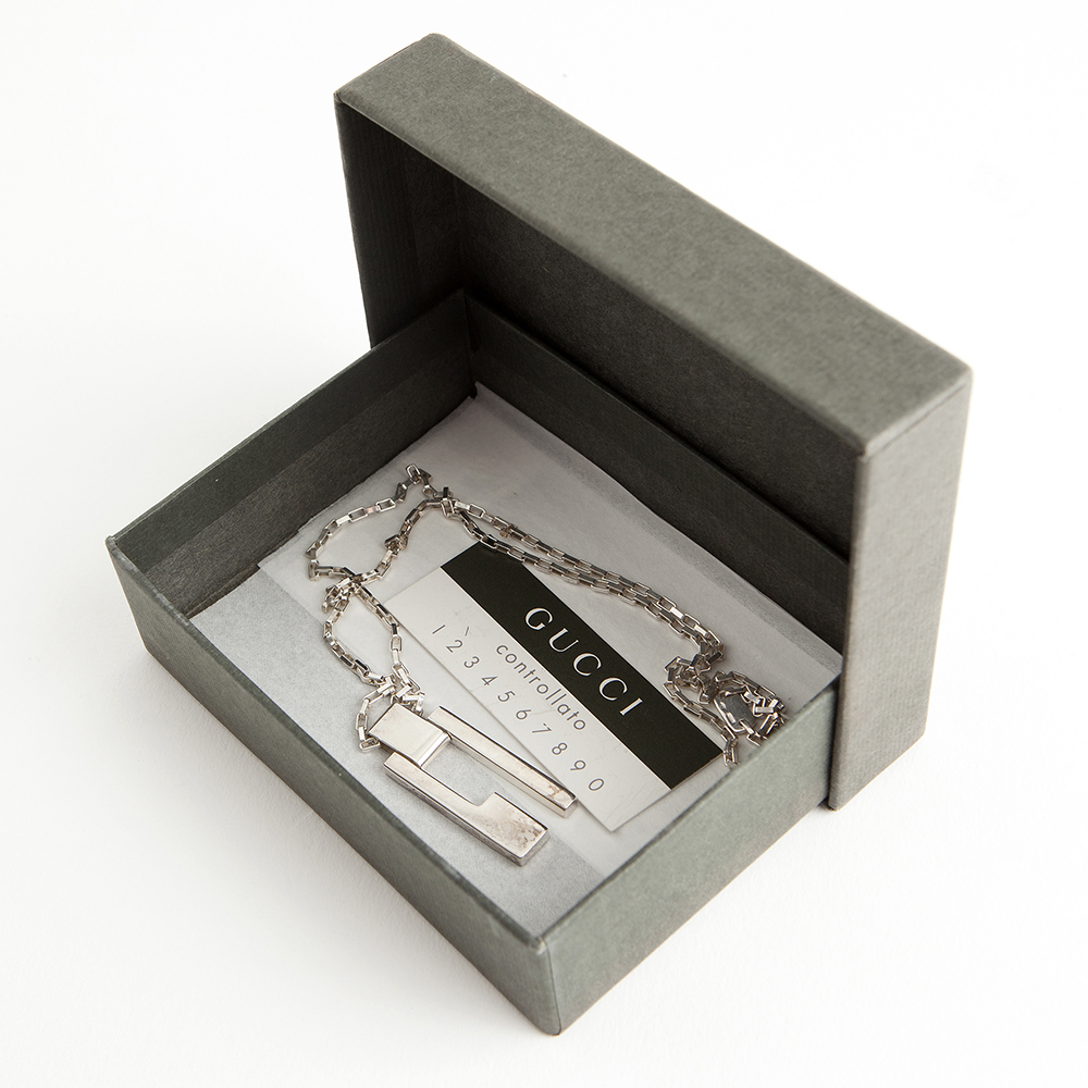 Gucci, Logo-Engraved Silver Pendant Necklace, Men, Silver