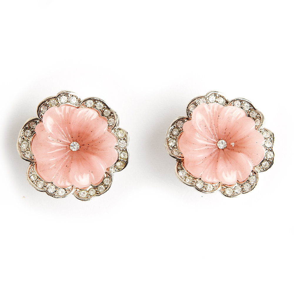 Kenneth Jay Lane pink flower earrings - Findage
