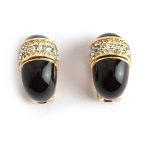 Christian Dior Rectangular Enemal Crystal clip on earrings